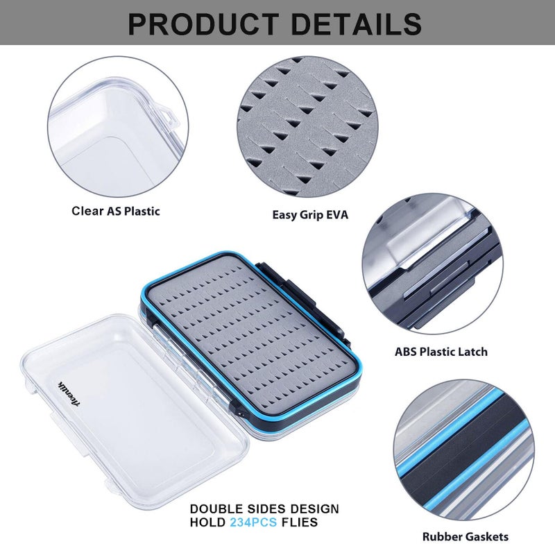 Aventik Fly Box for Fly Fishing Double Sided Waterproof Lightweight Fly Jig Box Clear Lid Hook and Flies Storage Easy Grip Designï¼ˆFoam insert-S) - Image 5